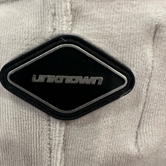 Unknown London grey velour zip up jacket with Rhinestone crosses - Picture 5 of 7